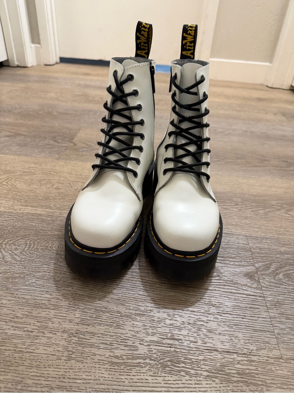 Dr. Martens Jadon White Lace-Up Platform Boots Uk 7, women 9